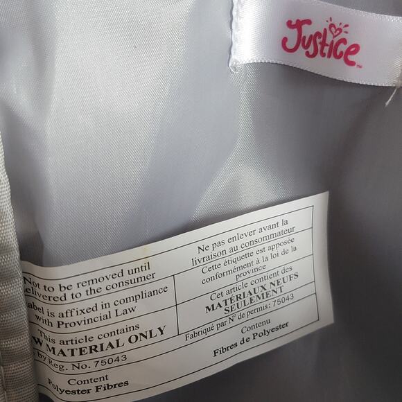 Justice Husky Mini Backpack Silver Sequin Plush Pom Pom Double Handle Gift Dog - Picture 9 of 9